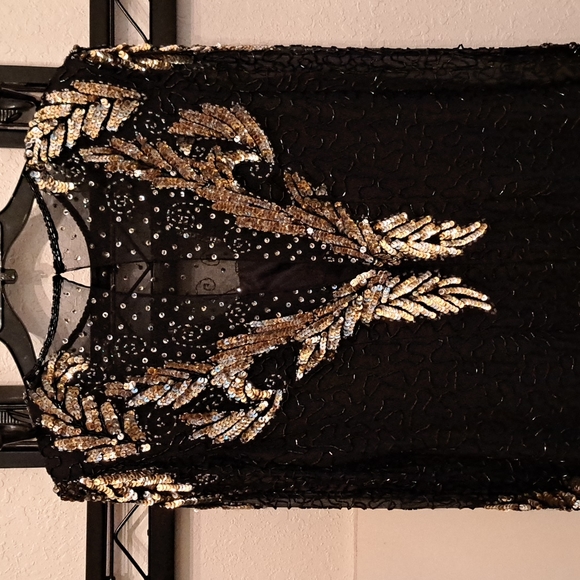 Vintage Laurence Kazar sequin dress Womens Black Vintage Large Formal - Picture 6 of 13